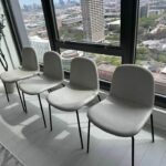 CB2 Primitivo White Faux Leather Chair (set of 4)