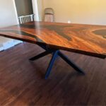 Walnut slab dining table