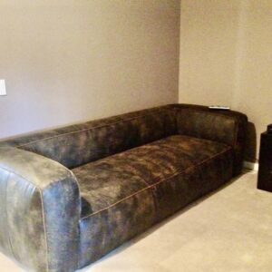 Restoration Hardware/ Fulham Modern Dark Brown Leather Sofa