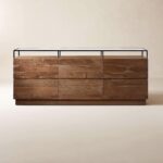 CB2 / LAWSON LOW 6-DRAWER Modern Glass-Top Wood Dresser