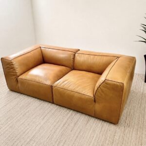 Moe’s Home Collection Luxe Tan Leather Corner Chair